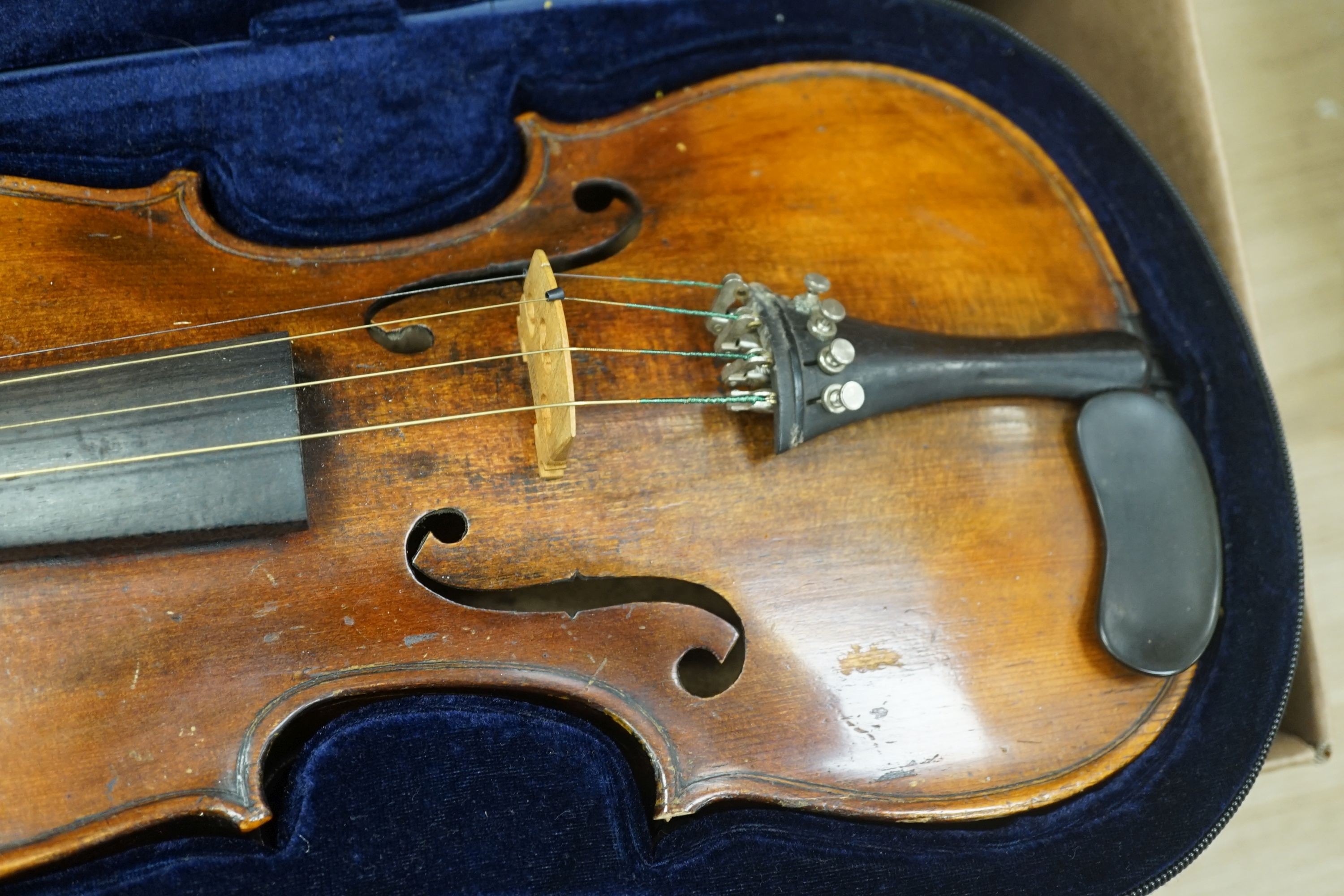 A 19th century German violin stamped Hopf, cased